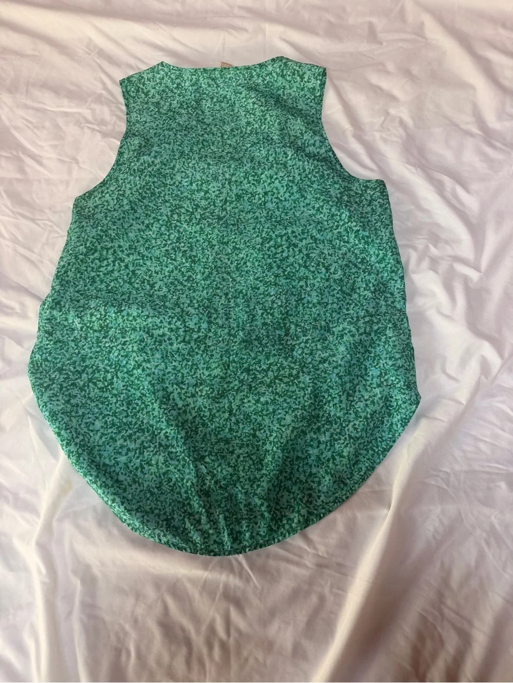 Michael Kors Green Printed Sleeveless Zip Front Tank